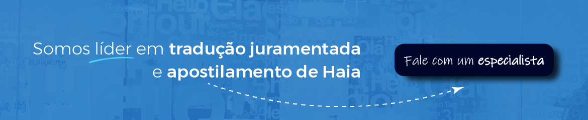 Banner azul eTraduções: líder em traduções juramentadas e apostila de Haia