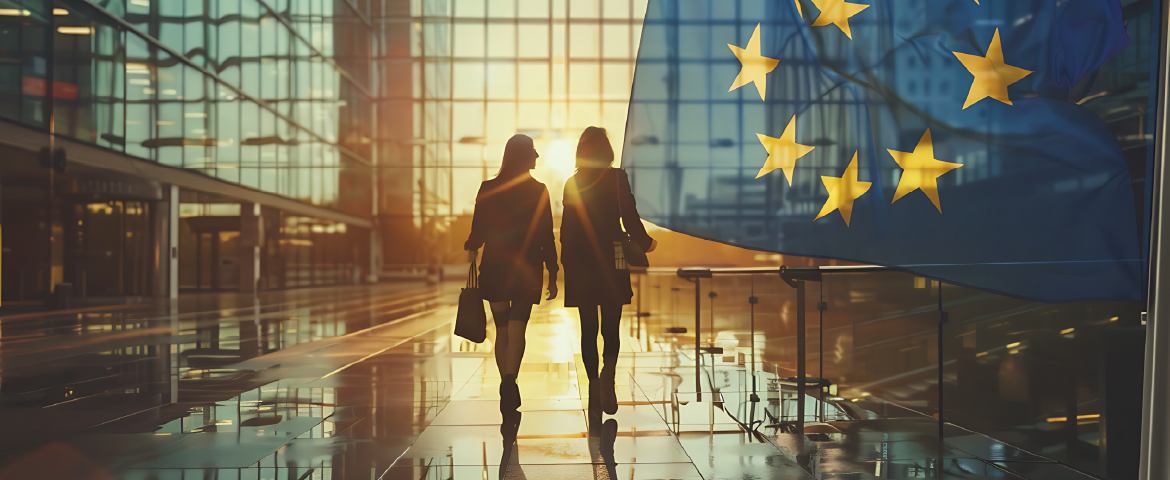 Banner Europa: executivas e bandeira da União Europeia