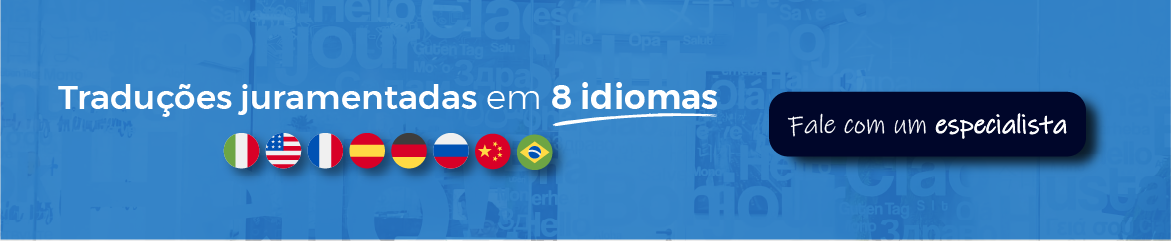 Banner eTraduções: traduções juramentadas em 8 idiomas