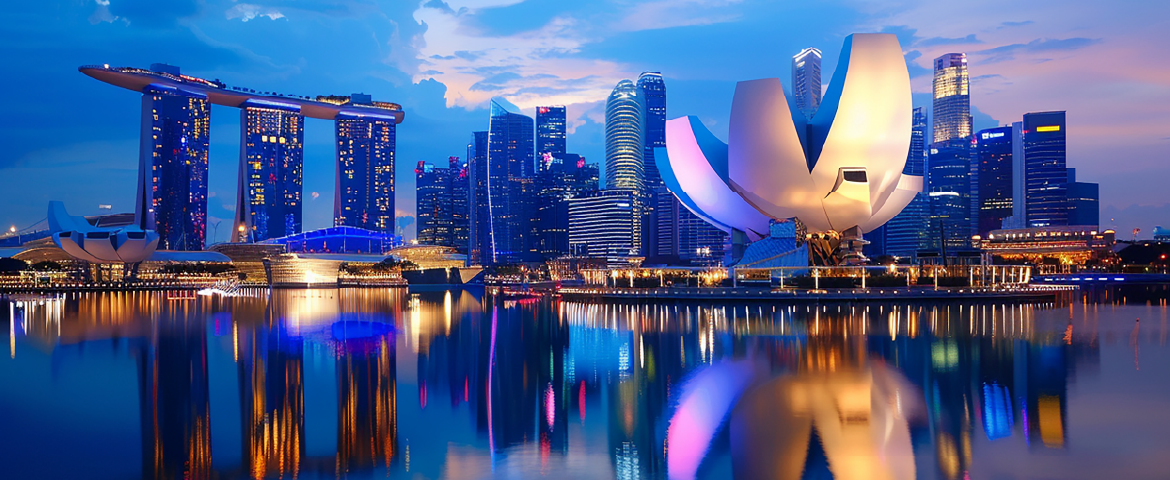 Banner países seguros: vista da cidade de Singapura Banner países seguros: vista da cidade de Singapura