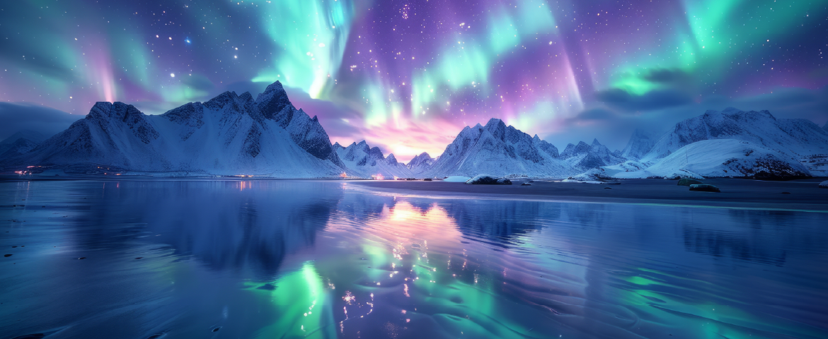  Aurora boreal refletida no mar no norte da Noruega, um dos fenômenos mais impressionantes do mundo.
