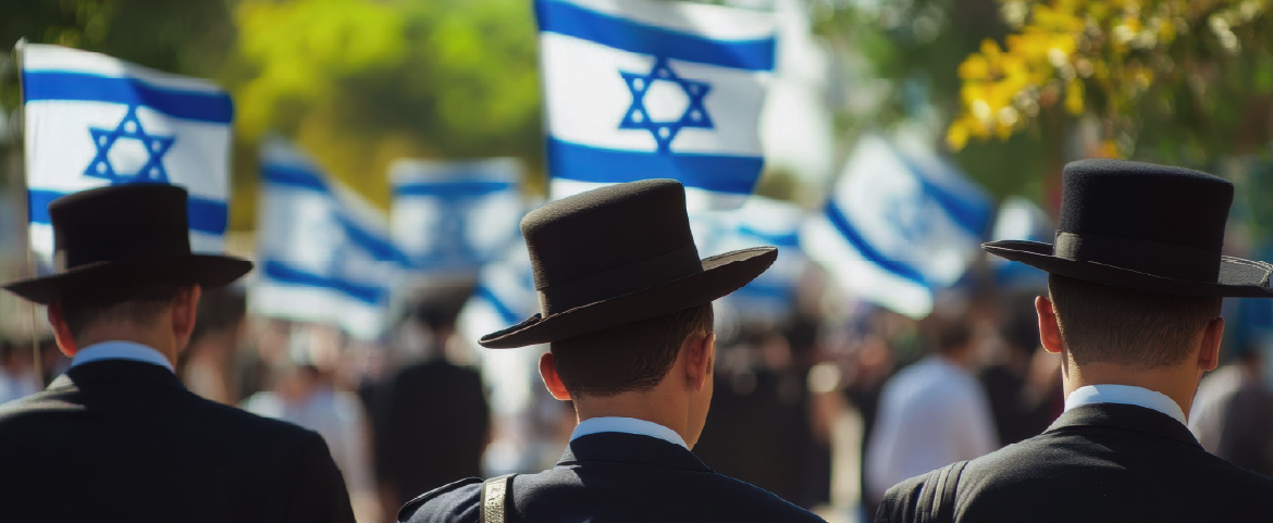 Homens em manifestação em Israel