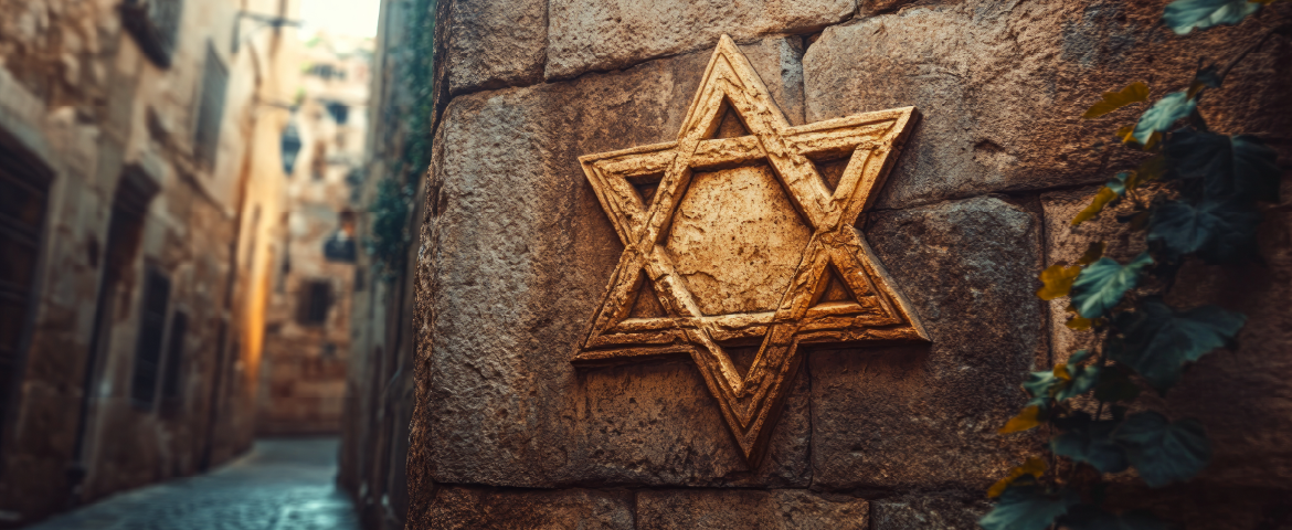 Muralha de Israel com Estrela de Davi em relevo