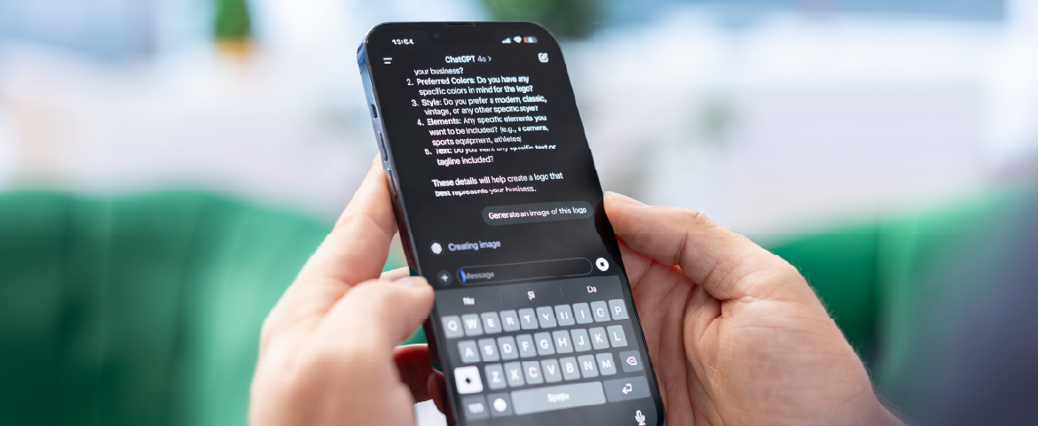 Homem usando ChatGpt no celular.