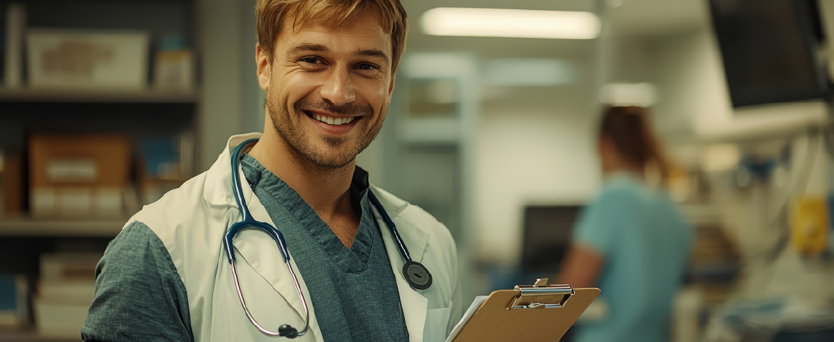 Estudante de Medicina em ambiente hospitalar.