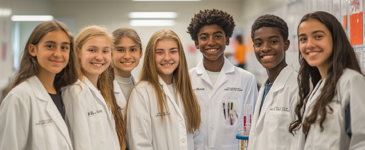 Vários estudantes de Medicina em ambiente hospitalar