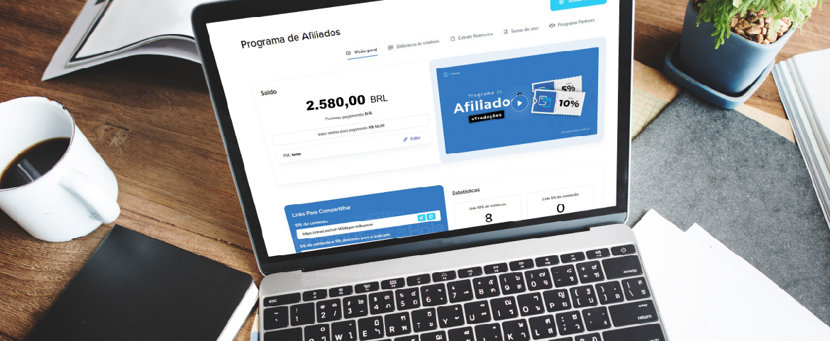 Plataforma do Programa Partners da eTraduções.